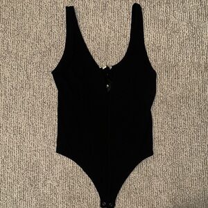 Black Low Cut Front Bodysuit